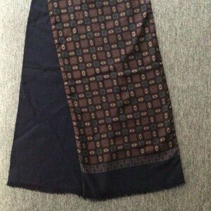 Vintage Men’s Reversible Scarf Navy-Wool & Print-Silk Made in Italy